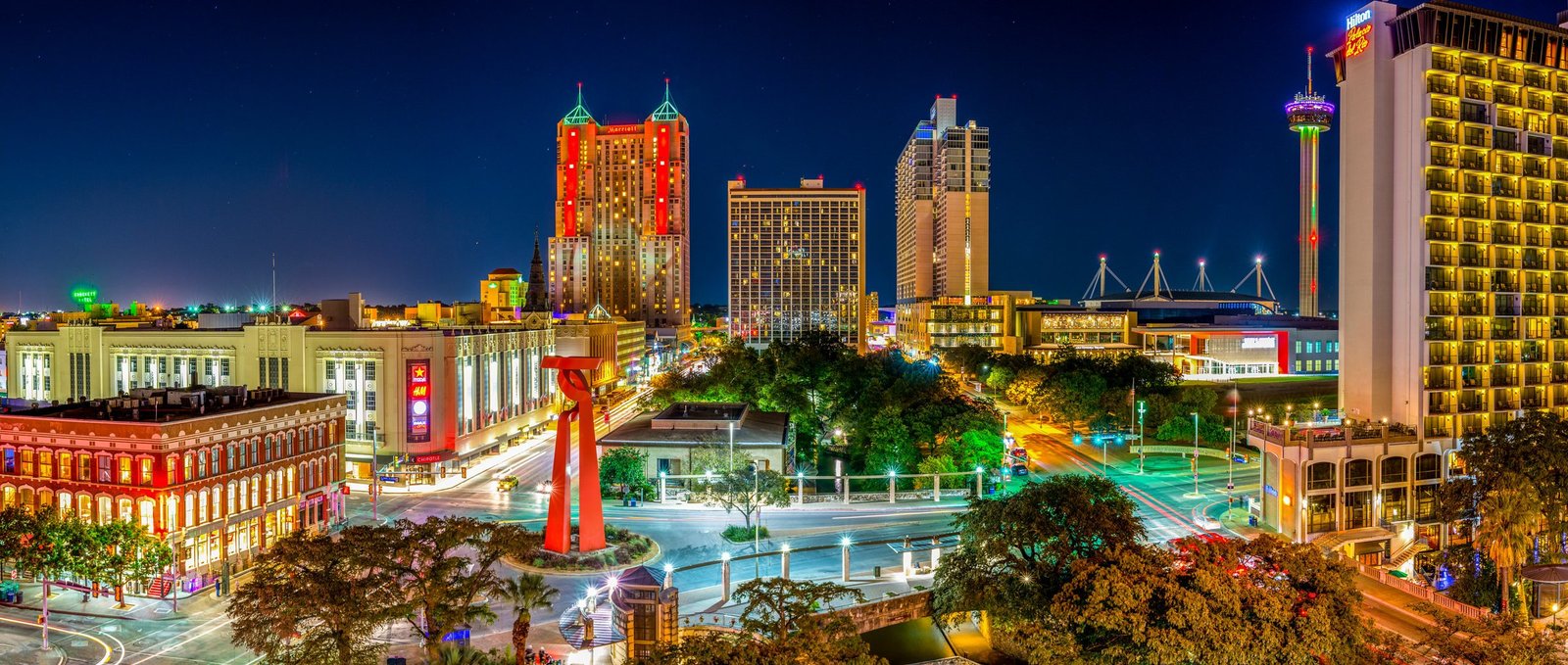 San Antonio skyline night panorama by Grey Bug Photography